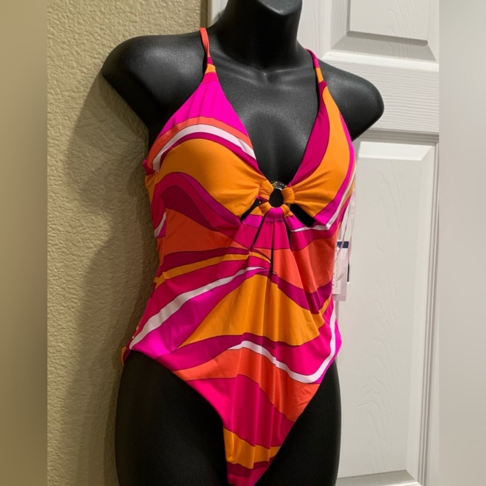 Trina Turk Plunge One piece Suit size 10 - Picture 6 of 10